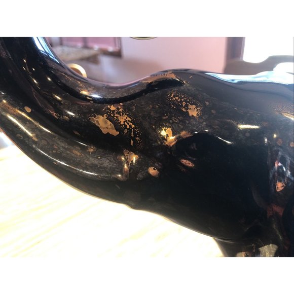 Vintage 1999 Haeger 16.5” Glazed Ceramic Elephant- Brown W/Splashes Of Gold VGC! - Picture 8 of 11